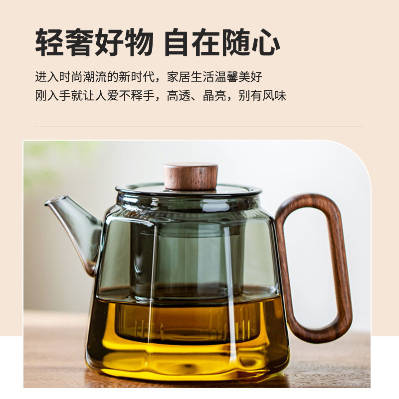 High-Temperature Resistant Glass Teapot with Tea-Water Separation, Suitable for Home Use with Electric Ceramic Stove, Suitable for Brewing Flower Tea, Black Tea, and Other Teas