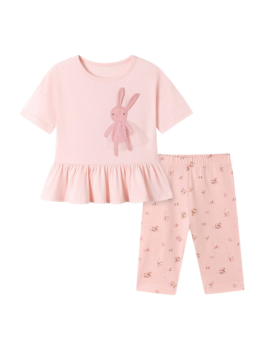 Summer Kids' Short-sleeve Set, Cute Rabbit Girls' Outfit, [Style] Stylish Kids' Clothing