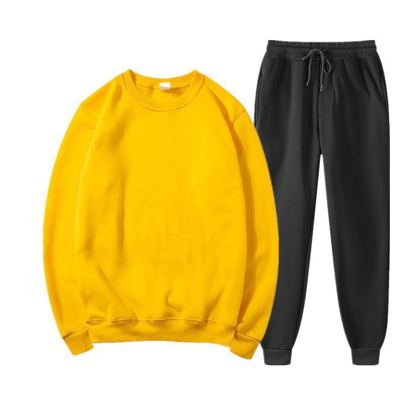 厂家直销2023欧美外贸男士运动时尚休闲冬季印花圆领卫衣长裤套装