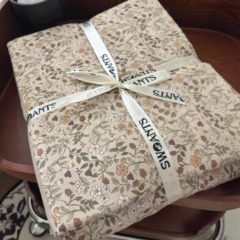 Ins Aerobic Cotton Double-Layer Yarn Simple Digital Printing Pure Cotton Close-Fitting Soft Bedding Home Textile Four-Piece Set