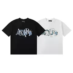 European and American Trendy Brand High-Quality Spring and Summer Double Yarn 24Ri Women's T-Shirt New Men's T-Shirt Casual Short-Sleeved Ami Printed Dragon