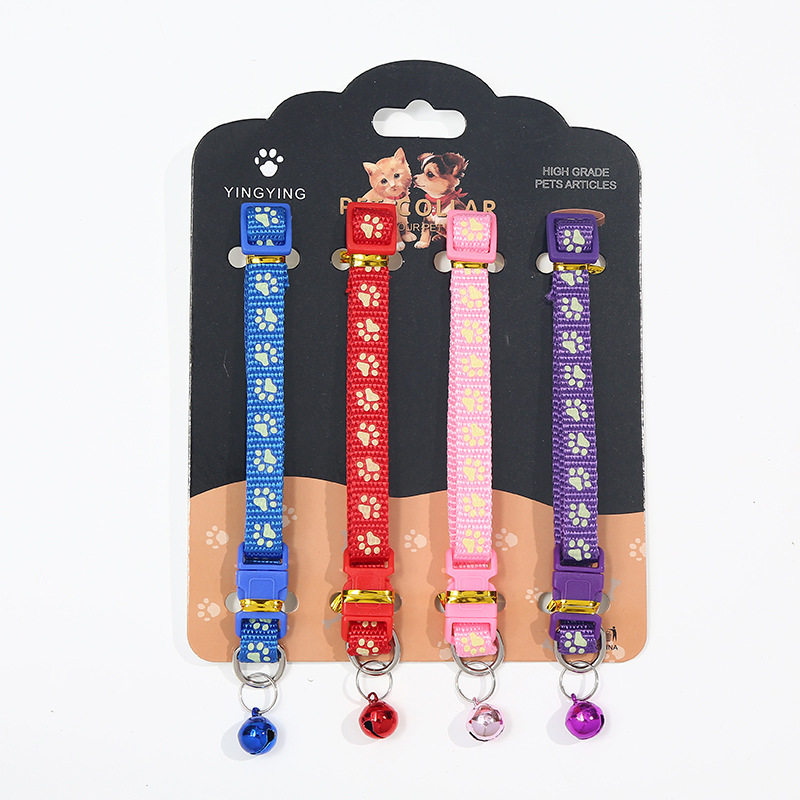 Dog and Cat Bell Collar Cute and Comfortable Colorful Collar Cartoon Bone Print Pet Collar Manufacturer Wholesale