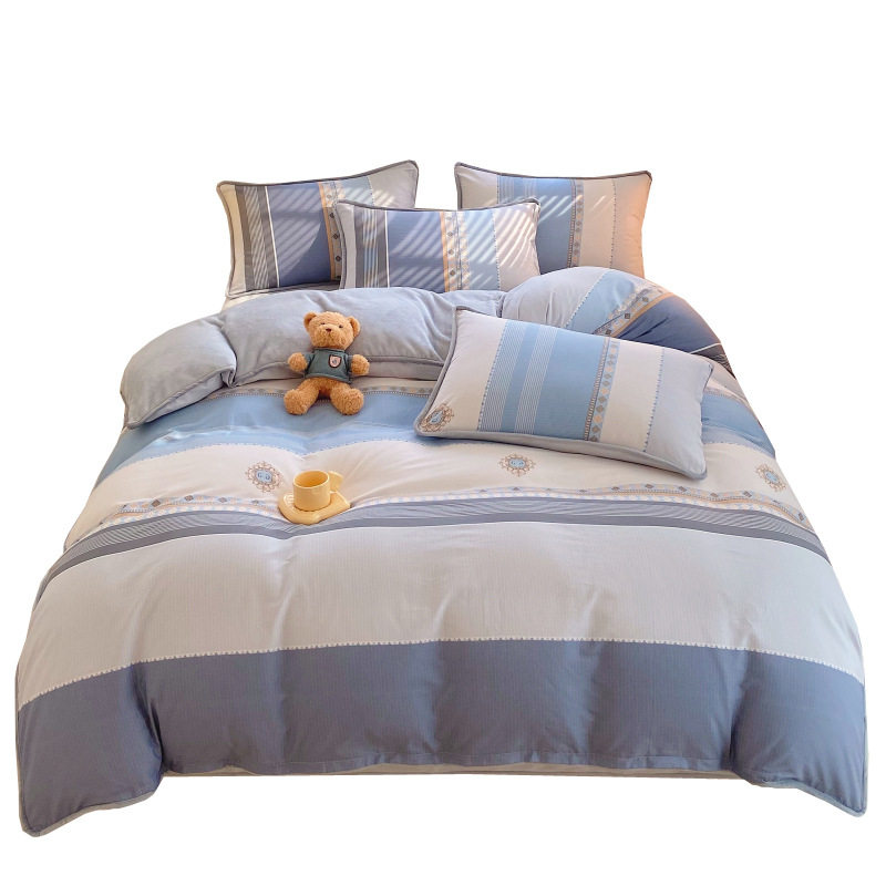 Foreign trade AB version cotton fleece-lined four-piece quilt cover can be used to make air conditioning quilt winter warm flannel bedding