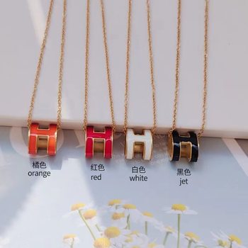Titanium Steel Necklace Cross-border Fashion High-end Sense Letter H Necklace Female Temperament Niche Design Sense Clavicle Chain Female