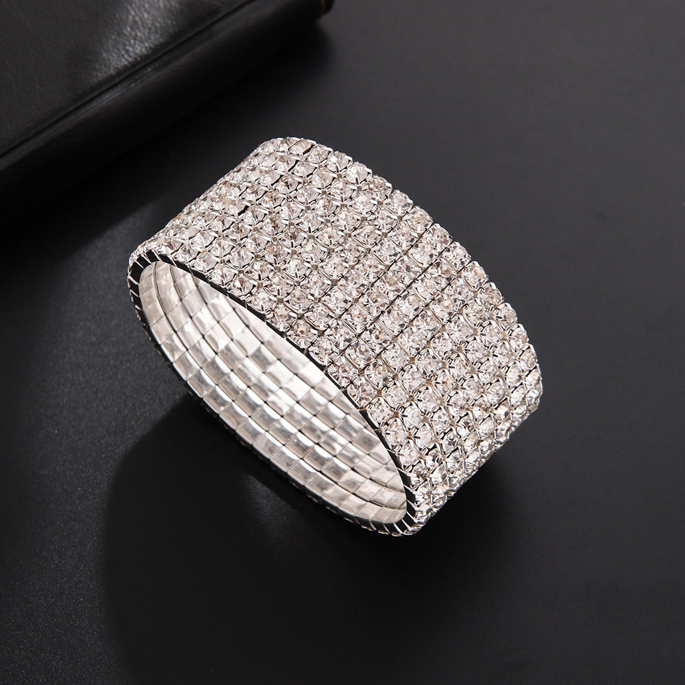 韩版经典个性时尚潮女弹性皮筋松紧满钻手链手镯饰品批发B053