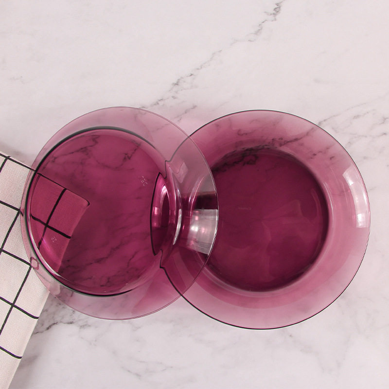 Tempered Glass Purple Dessert Cake Plate Pasta Plate Fried Rice Tray Dish Vegetable Salad Fruit Plate Western Food Plate