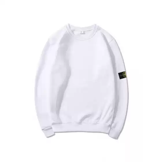 Correct STON Stone Shirt Autumn and Winter Men's and Women's Hooded Sweater Solid Color Island Armband Badge Basic Sweater Crewneck New