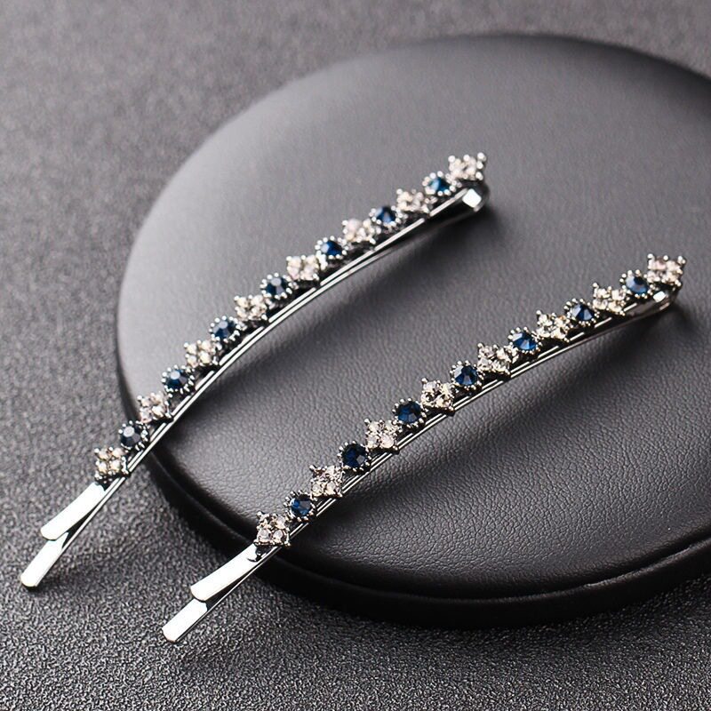 大号简约镶水钻发夹一字夹ins高颜值刘海夹网红发卡精致边夹头饰