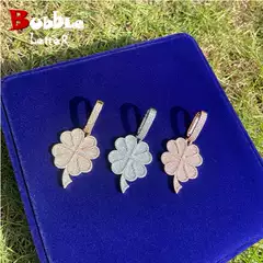 Light Luxury Creative Square Full Diamond Letter Pendant Petals Internet Celebrity Trendy Hip Hop Men's and Women's Necklace