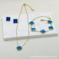 Blue double-sided mother-of-pearl three-piece set