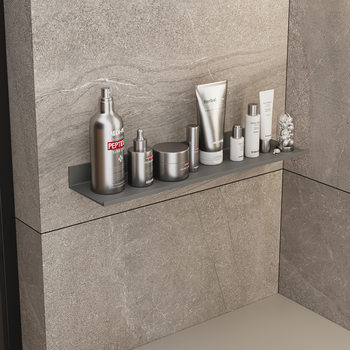 Gun Grey Bathroom Shower Room Storage Rack Space Aluminum Bathroom Storage Rack Mirror Front Wash Table Flat Plate Punch-Free