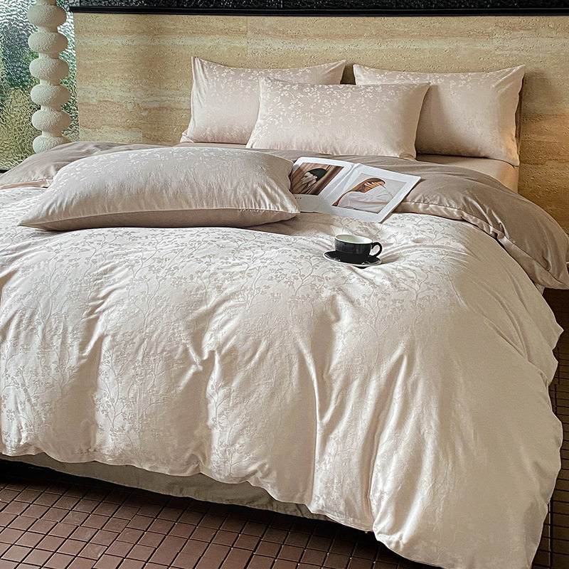 Casual Pure Cotton Four-Piece Set 2025 Spring Jacquard Satin Cotton Bed Bed Sheets Quilt Cover Nantong Bedding Three-Piece Set