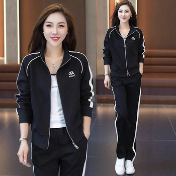 2025 New Autumn and Winter Casual Sportswear Suit Women's Fashionable Age-Reducing Slim Sweatshirt Wide-Leg Pants Two-Piece Set