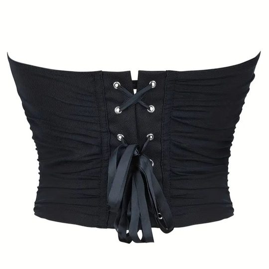 European and American corset solid color Fishbone Corset fashion women's clothing waist seal sexy mesh ribbon body shaping top