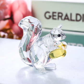 Amazon Ins Popular K9 Crystal Squirrel Statue Desktop Home Decoration Birthday Christmas Crystal Gift