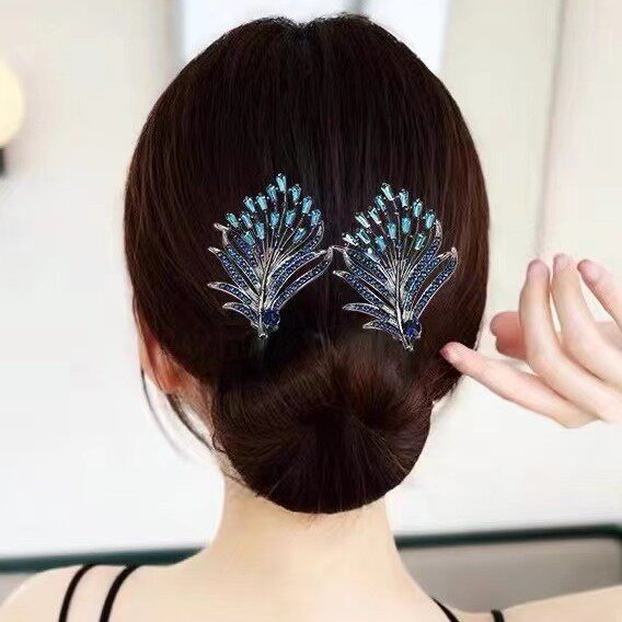 Platinum Hair Bun Feather Hair Styling Tool for Thick Hair at the Back of the Head, Twist Clip Lazy Hair Accessory Hairpin