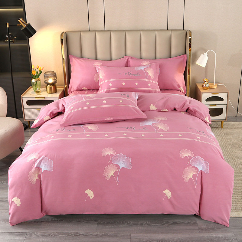2025 New Upgraded Cotton Brushed Four-Piece Set Jet Pure Cotton Thickeneded Bed Bed Sheets Quilt Cover Ins Style Super Soft 4-Piece Set