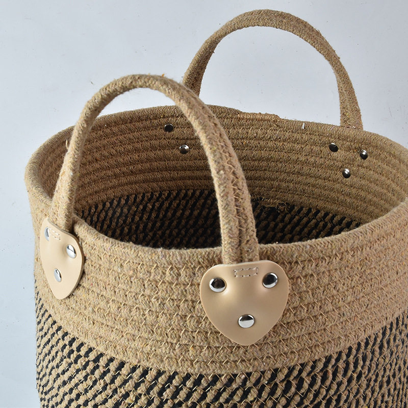 Cross-border cotton rope woven basket with handle toy sundries laundry basket multi-color toy storage basket storage basket