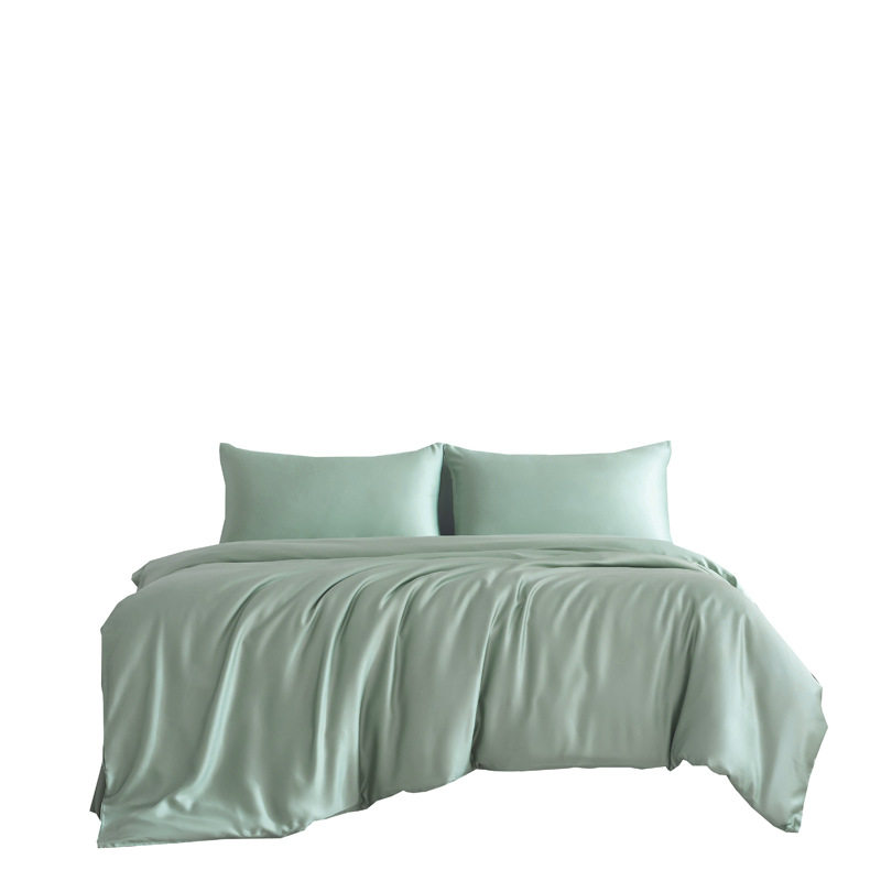 Spring and summer class A 100 solid color Lanjing Tencel four-piece set ice cool silky naked sleeping sheets quilt bedding 4