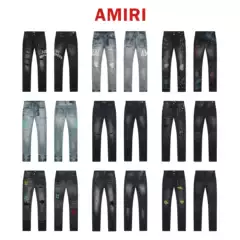 Foreign Trade Cross-Border European and American Trendy Brand Street Hiphop Amiri Fashion Slim Fit Ripped Distressed Jeans