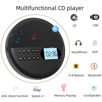 Cross-Border Cd Player Dual Bluetooth Prenatal Education Machine Student Repeater English Learning Machine, Usb, Dual Speakers