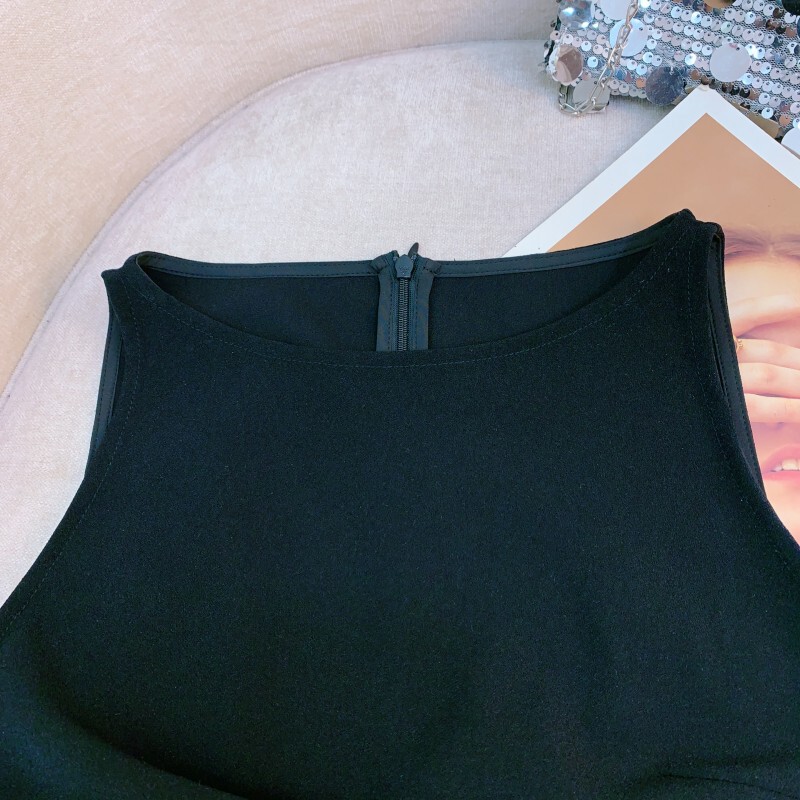 Đầm ôm body nữ không tay cổ tròn cạp cao dáng dài — Màu đen tuyền