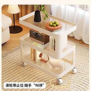 Sofa Side Table, Light Luxury and High-End Living Room, Movable Small Coffee Table, Trolley, Bedside Storage Rack, Side Cabinet