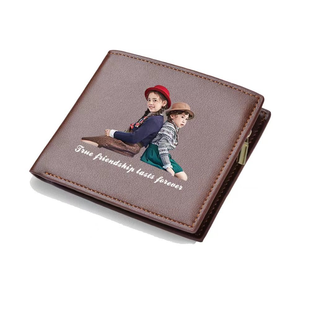 Cross-border Explosions Photo UV Color Printing Wallet Father's Day Mother's Day Gift DIY Picture Coin Purse Leather Clamp Bag