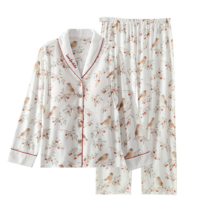 Pure Cotton Jersey Confinement Clothes 2025 Autum New Pastoral Style Cute Pregnant Women Adjustable Home Nursing Clothes