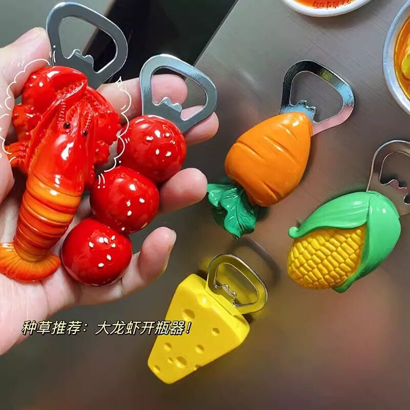 Bottle Opener Magnet Douyin Same Style Wine Bottle Creative Fun Cartoon Beer Opener Refrigerator Magnet Decorative Magnetic Attraction