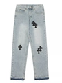 Black leather blue cow