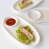 Pure White Household Ceramic Egg-Shaped Mother-In-Law Plate Divided Sushi Plate Dumpling Plate Commercial Snack Plate Salad Plate Dish