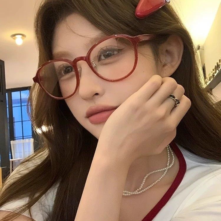 Red Glasses Frame Women's Sunglasses Polarized High-End Makeup Artifact Old Money Style Eye Frame Retro American Sunglasses