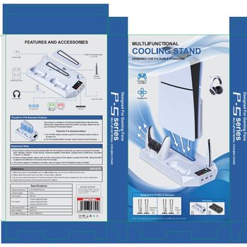 Ps5/Slim/Pro Host Universal Cooling Bracket Fan Base Multi-Functional Two-In-One Handle Direct Plug Charging