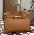 Litchi Pattern Platinum Bag Brown -35