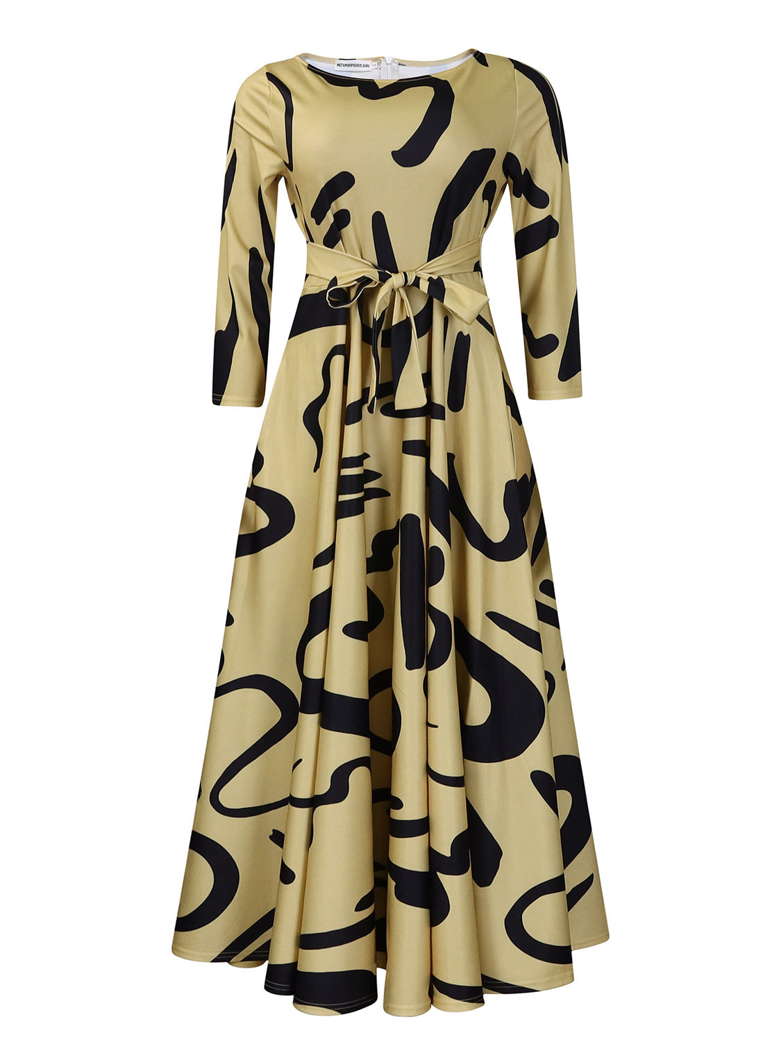 Plus Size African Print Midi Dress Stylish Tie Design Elegant Floral Pattern Spring Fashion Wholesale Available