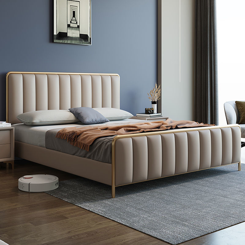 真皮床现代简约风格直销轻奢皮艺床现代简约软体床双人主卧婚床