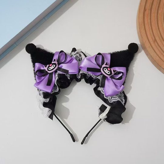 Children's Kuromi Headband Female Non-Slip Headband Cute Sanrio Hair Accessories Girl Melody Rabbit Ear Hairpin Headband