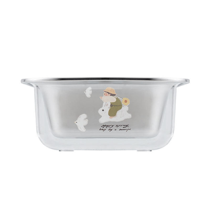 304 Stainless Steel Double-Layer Thickeneded Mini Drain Basket Household Kitchen Drain Basket Rice Washing Sieve Cute Fruit Basin