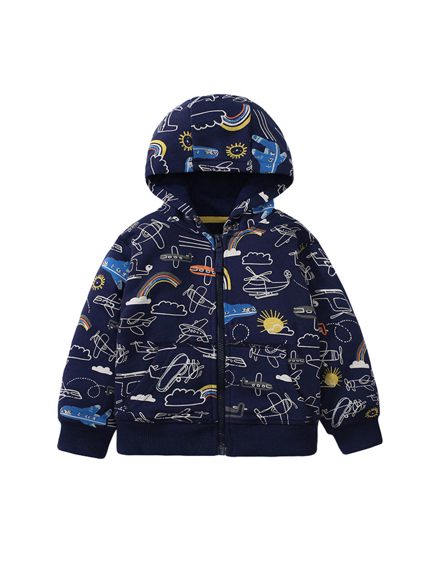 Veste pour garçon d'autunno, élégante veste à glissière capuche dessin animé pour garçon