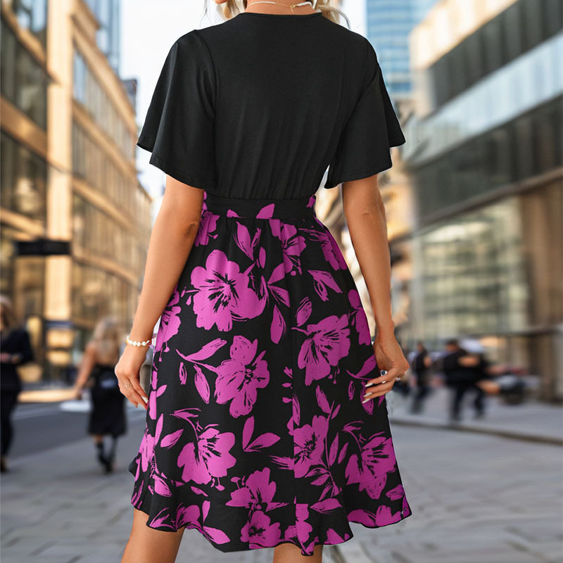 Floral Print Asymmetrical Dress Summer Style Womens Fashion Elegant Design Wholesale Available