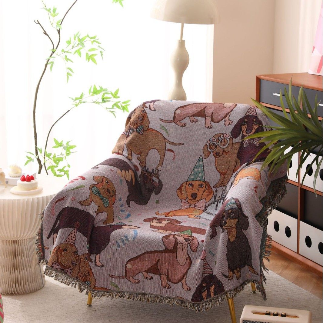 New jacquard thread blanket sofa towel cartoon thickened non-slip tassel thread blanket office nap blanket wholesale