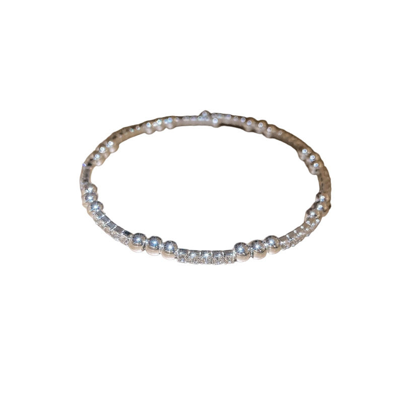 Diamond Round Beaded Open Bracelet French Simple Ins Fashion Commuter Bracelet Accessible Luxury High-End Jewelry for Women