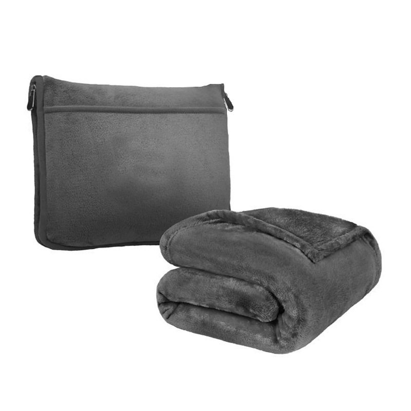 Flannel Pillow Blanket Two-In-One Travel Blanket Cover Blanket Cross-Border Portable Detachable Airplane Blanket Coral Velvet Blanket