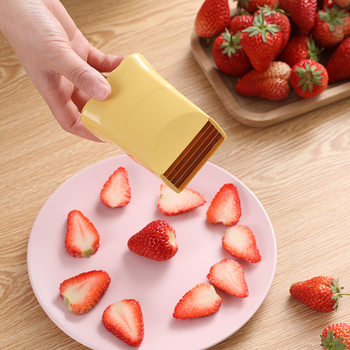 Strawberry Slicer Cutting Fruit Platter Vegetable Banana Press Stainless Steel Fruit Cutter Creative Kitchen Slicing Tool