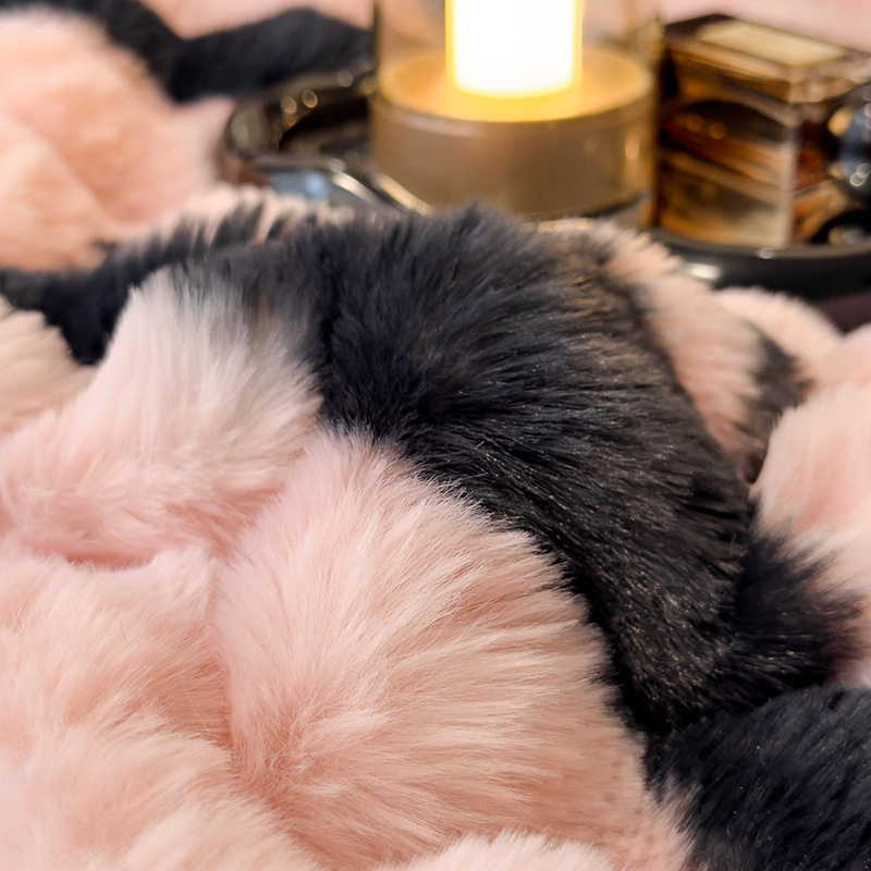 Thickened High-Weight Rabbit Plush Four-Piece Set Milk Velvet Class a Maternal and Infant Grade Autumn and Winter Warm Fleece-Lined Bed Bed Sheetss and Quilt Covers