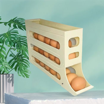Automatic Slide-Type Egg Storage Box Household Four-Layer Egg Rack Egg Tray Kitchen Refrigerator Side Door Storage Box
