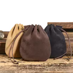 Amazon Trendy Drawstring Corset Coin Storage Head Layer Cowhide Vintage Coin Bag Fashionable Multifunctional Coin Purse