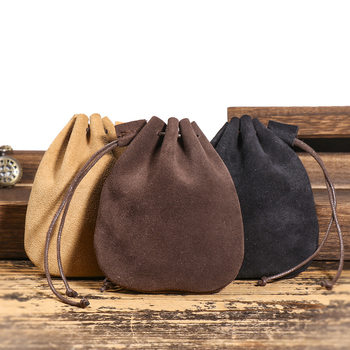 Amazon Trendy Drawstring Corset Coin Storage Head Layer Cowhide Vintage Coin Bag Fashionable Multifunctional Coin Purse