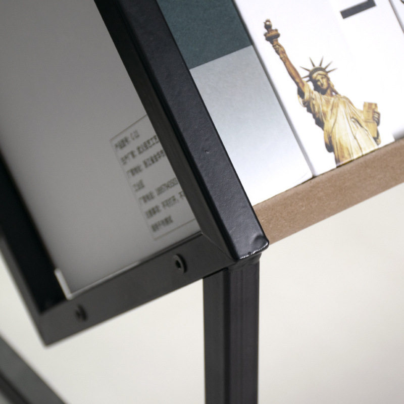 Wooden Movable Retro Bookshelf Floor-Standing Vinyl Record Storage Rack File Storage Rack Wooden Display Rack